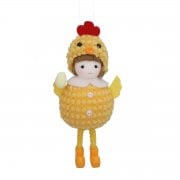 Gisela Graham Fabric Chick Girl with Yellow Egg Hanging Spring Decoration