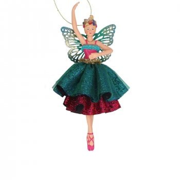 Gisela Graham  Fantasia Fairy with Layered Skirt (green) Christmas Tree Decoration