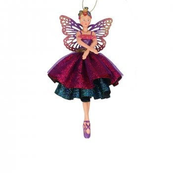 Gisela Graham  Fantasia Fairy with Layered Skirt (red) Christmas Tree Decoration