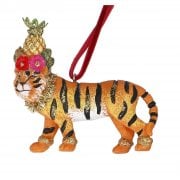 Gisela Graham Fantasia Tiger with Pineapple Crown Christmas Tree Decoration