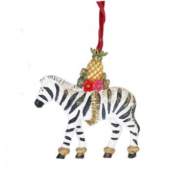 Gisela Graham  Fantasia Zebra with Pineapple Saddle Christmas Tree Decoration