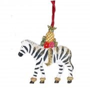Gisela Graham Fantasia Zebra with Pineapple Saddle Christmas Tree Decoration