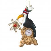 Gisela Graham Fantasy Toucan with a Clock Christmas Tree Decoration