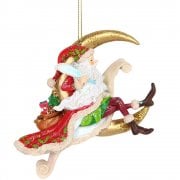 Gisela Graham Flying Santa on the Moon Christmas Tree Decoration