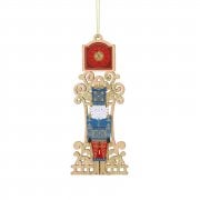 Gisela Graham Fretwork Blue Nutcracker with a Gold Clock Christmas Tree Decoration