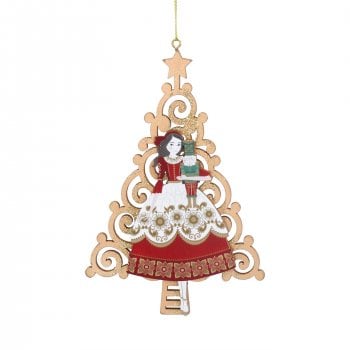 Gisela Graham  Fretwork Nutcracker Fairy with a Tree Christmas Tree Decoration