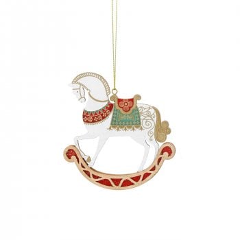 Gisela Graham  Fretwork Nutcracker Rocking Horse (Red Rocker) Christmas Tree Decoration