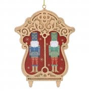 Gisela Graham Fretwork Wooden Cabinet with Nutcrackers Christmas Tree Decoration