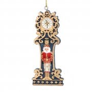 Gisela Graham Fretwork Wooden Nutcracker with a (Blue) Clock Christmas Tree Decoration