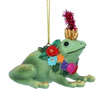Gisela Graham  Frog with Garland Christmas Tree Decoration