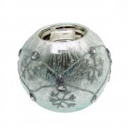 Gisela Graham Frozen Blue Damask Jewel Ball Tealight Holder