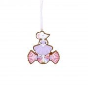 Gisela Graham Gingerbread Ballerina Mouse with a Pale Lilac Dress on a Sweet Christmas Tree Decoration