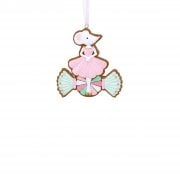 Gisela Graham Gingerbread Ballerina Mouse with a Pale Pink Dress on a Sweet Christmas Tree Decoration