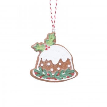 Gisela Graham  Gingerbread Christmas Pudding (smooth holly) Christmas Tree Decoration