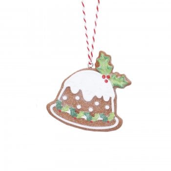 Gisela Graham  Gingerbread Christmas Pudding (spikey holly) Christmas Tree Decoration