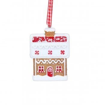 Gisela Graham  Gingerbread House (Red Stripe) Christmas Tree Decoration