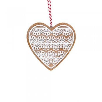 Gisela Graham  Gingerbread 'Lace' Heart Christmas Tree Decoration