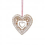 Gisela Graham Gingerbread 'Lace' Open Centre Heart (White) Christmas Tree Decoration