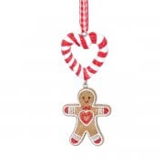 Gisela Graham Gingerbread Man with Candy Cane Heart (heart) Christmas Tree Decoration