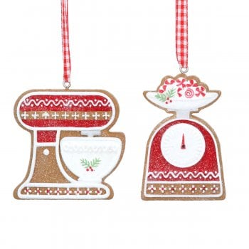 Gisela Graham  Gingerbread Miixer & Scales Baking Set Christmas Tree Decoration