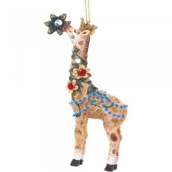 Gisela Graham  Giraffe with Flower & Jewels Christmas Tree Decoration