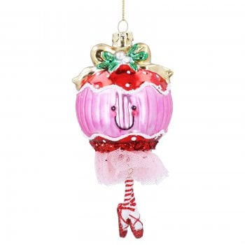 Gisela Graham  Glass Bauble with a Tutu Christmas Tree Decoration