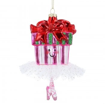Gisela Graham  Glass Gift with a Tutu Christmas Tree Decoration