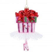 Gisela Graham Glass Gift with a Tutu Christmas Tree Decoration