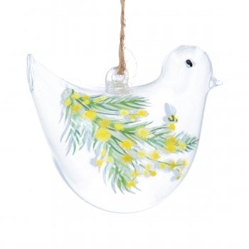 Gisela Graham  Glass Mimosa Bird Hanging Spring Decoration