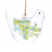 Gisela Graham Glass Mimosa Bird Hanging Spring Decoration