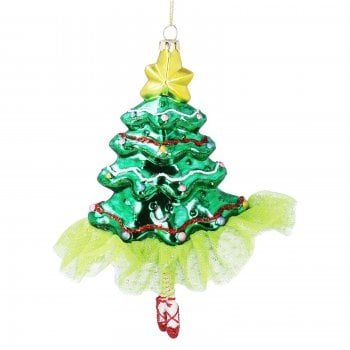Gisela Graham  Glass Tree with a Tutu Christmas Tree Decoration