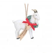 Gisela Graham Goat with Merry Christmas Wreath Christmas Tree Decoration