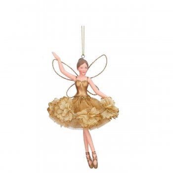 Gisela Graham  Gold Floribunda Fairy (arms down) Christmas Tree Decoration