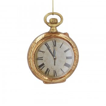 Gisela Graham  Gold Glass Pocket Watch Christmas Tree Decoration