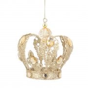 Gisela Graham Gold Glitter Amber Jewel Crown Christmas Tree Decoration