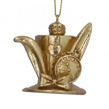 Gisela Graham  Gold March Hare Hat Resin Christmas Tree Decoration