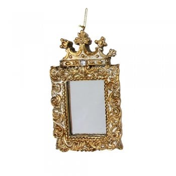 Gisela Graham  Gold Rectangle Antique Style Resin Mirror Christmas Tree Decoration