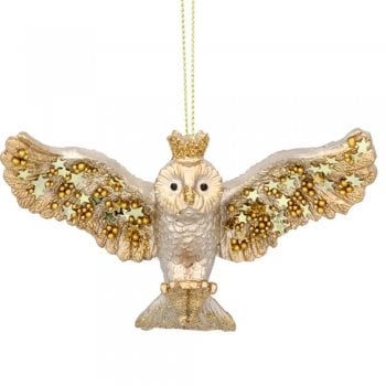 Gisela Graham  Gold Resin Flying Owl Christmas Tree Decoration