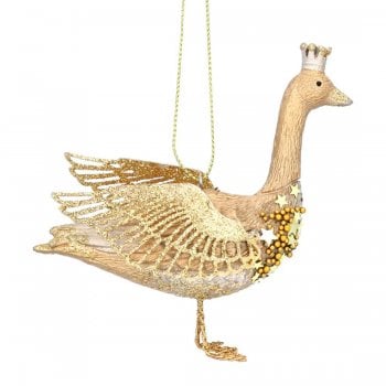 Gisela Graham  Gold Resin Goose Christmas Tree Decoration