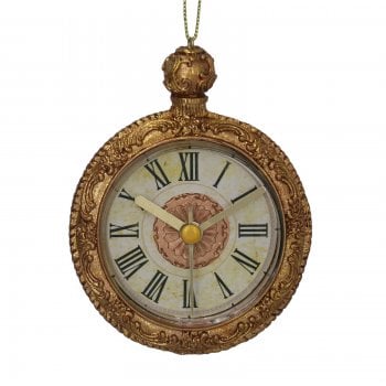 Gisela Graham  Gold Resin Pocket Watch Christmas Tree Decoration