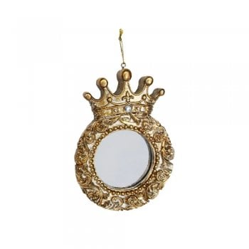 Gisela Graham  Gold Round Antique Style Resin Mirror Christmas Tree Decoration