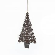 Gisela Graham Gold Wooden Tree in a Pot Christmas Tree Decoration