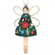 Gisela Graham Green Resin Folk Art Fairy Christmas Tree Decoration