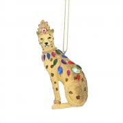 Gisela Graham Jewelled Cheetah with Leaf Collar Christmas Tree Decoration