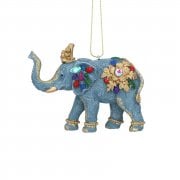 Gisela Graham Jewelled Elephant with Flower Christmas Tree Decoration
