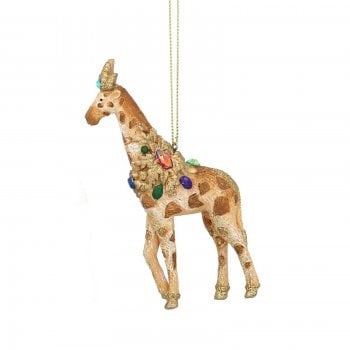 Gisela Graham  Jewelled Giraffe with (Red Stone) Collar Christmas Tree Decoration