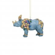 Gisela Graham Jewelled Rhino with Collar Christmas Tree Decoration