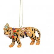 Gisela Graham Jewelled Tiger with Necklace Christmas Tree Decoration