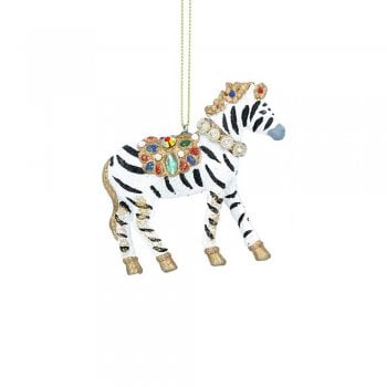 Gisela Graham  Jewelled Zebra with Collar Christmas Tree Decoration