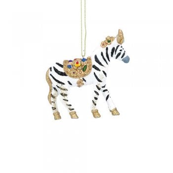 Gisela Graham  Jewelled Zebra with Saddle Christmas Tree Decoration